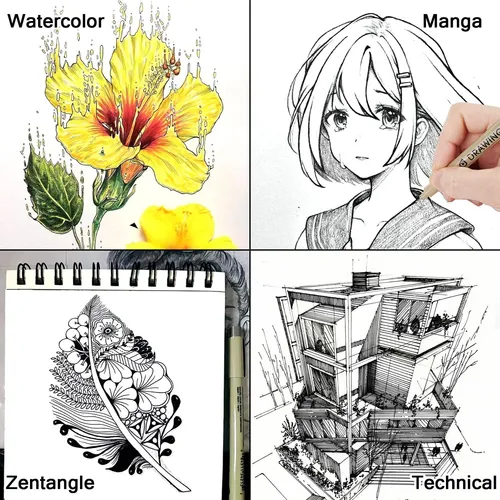 Juego De 16 Fineliners Para Dibujo En Tinta Negra Precisa