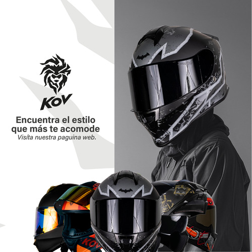 Casco Motocicleta Kov Kroon Batman Integral Certificado Ece Negro Solido L