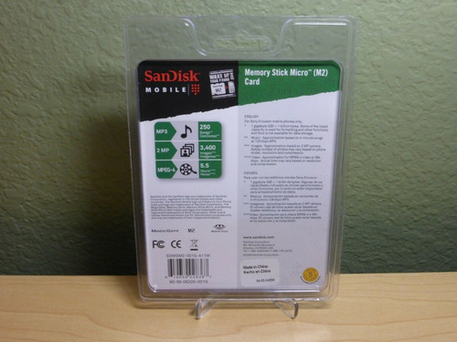 Cartão Memória Memory Stick Micro M2 1gb Sandisk Adaptador