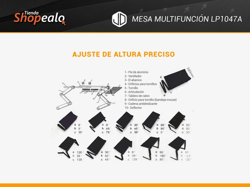 Imagen 7 de 9 de Mesa Regulable Multifuncional P/ Notebook Jd Lp1047a Cuota-*