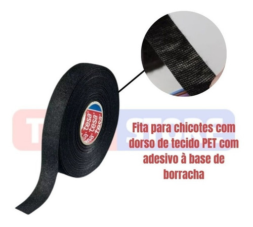 Imagem 2 de 4 de Fita Isolante De Tecido Para Chicote 25mx19mm Original Tesa