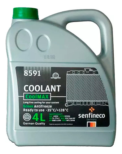 Refrigerante Coolant Verde 50/50 Senfineco 4 Litro