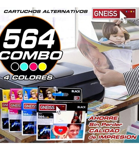 Combo 4 Colores Cartucho 564 C6380 B210 Gneiss C3180 / B210