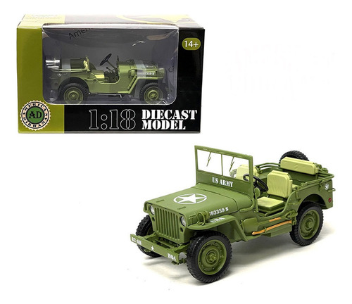 Jeep Willys Ejército Estadounidense American Diorama 1:18 Color Verde