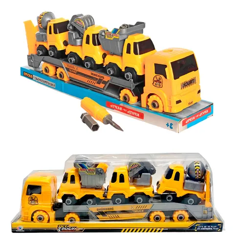 Camión Tractomula Niñera De Vehiculos Armable Construccion