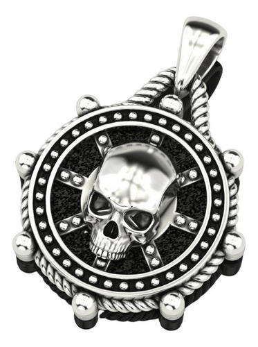 Dije De Timón De Barco Y Cráneo Calavera En Plata 925