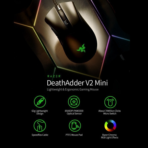 Imagem 2 de 9 de Rato Para Jogo Razer Deathadder V2 Mini Preto