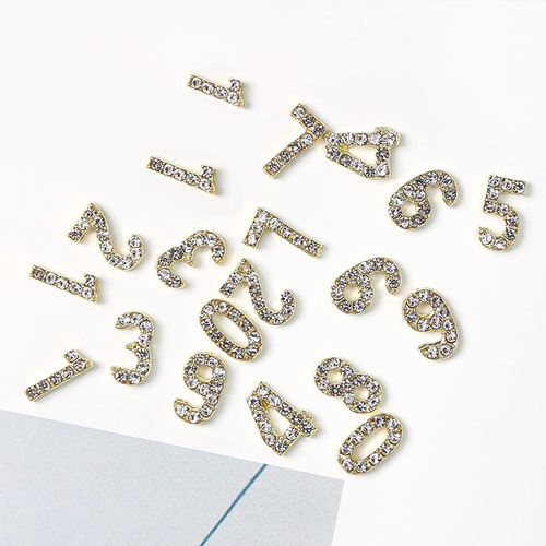 Wokoto 30 Unidades De Números Dorados 3d Para Uñas, Números