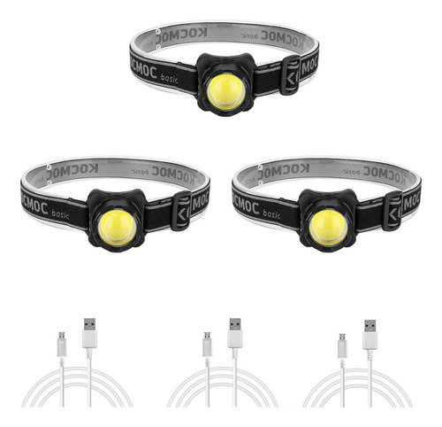 Linterna Frontal Led Tipo Cob De 350 Lúmenes, Recargable Por