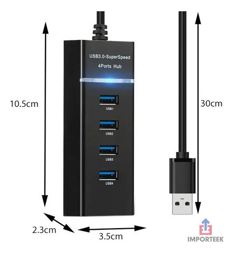 . Multicargador Hub Adaptador 4 Puertos Usb 3.0 Celular