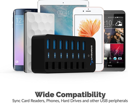 Imagen 6 de 7 de Hub Usb - Sabrent - 7 Port Usb 3.0 - Switch On/off Fuente 3a