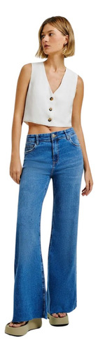 Calça Jeans Feminina Pantalona Cintura Alta - Hering - H9g9