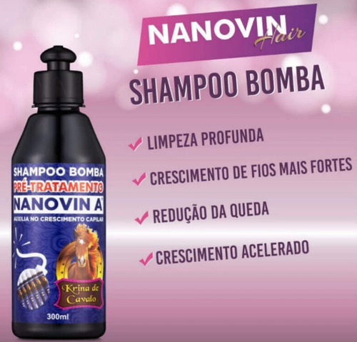 Nanovin A Shampoo Bomba Krina 300ml Cresce Cabelo