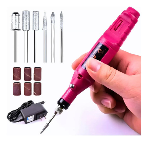 Lixa Eletrica Unha Gel Manicure Motor Profissional C/ Brocas