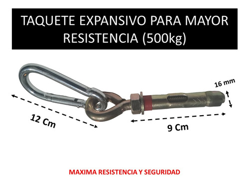 Hamaqueros De Pared Maxima Resistencia 500kg Acero Inoxidable Kit Con Broca