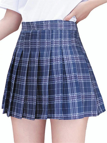 Falda Corta Minifalda Plisada Con Cuadros De Estilo Coreano