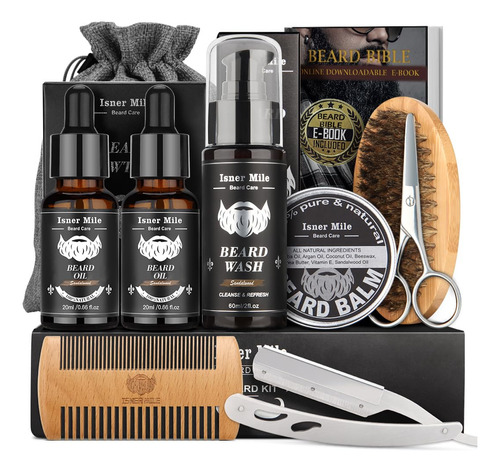 Kit Para Barba Corte Y Cuidado Isner Mile Original Completo