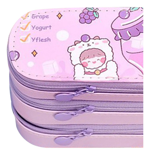 Estojo De Lápis Grande Violeta Multiuso, Fofo E Elegante, De