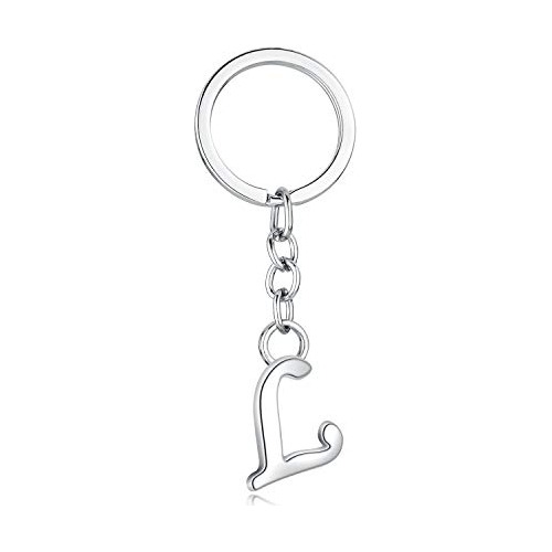 Carta Elegante Simple Alphabet Key Ring Charms Creativos Par