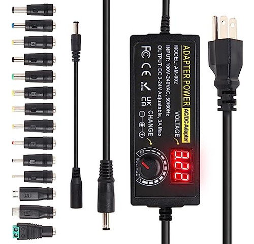 Pacote De Adaptador De Alimentação Ajustável De 3v-24v 72w