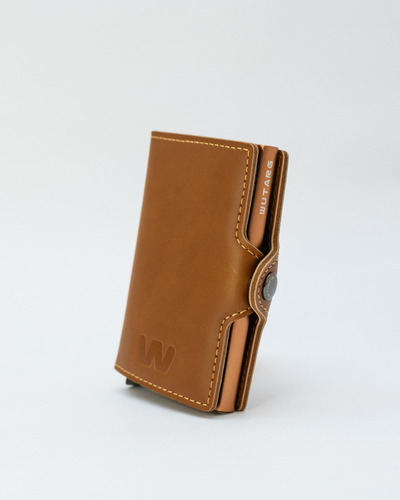 Billetera Wutarg Cuero Un Slider Sin Género 10x6 Cm Marrón Claro Liso