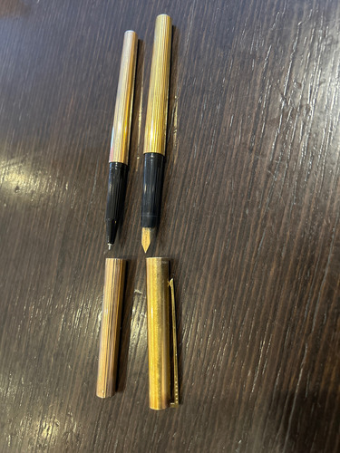 Pluma S.t..dupont Paris 925 Vermeil Oro Y Portamina Oro Azul (Usado)