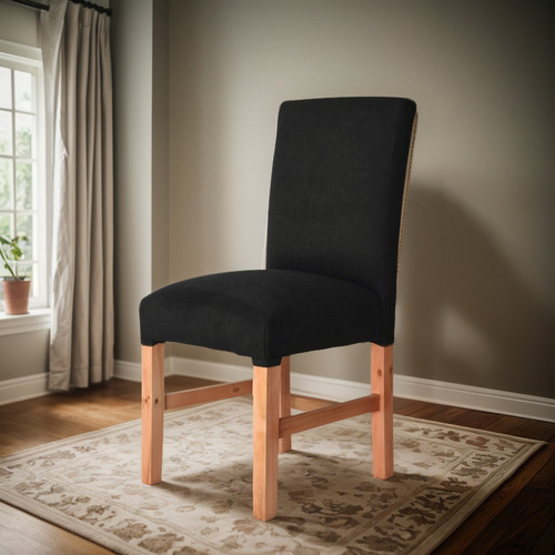 Silla Vestida Con Refuerzo Jmi Estructura De La Silla Natural Asiento Negro Diseño De La Tela Antimancha