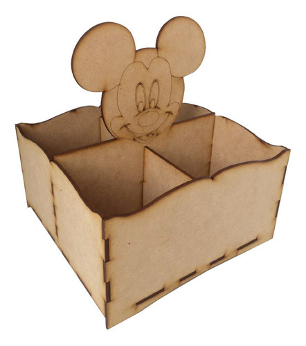 10 Caja Canasta Dulcero Mdf Mickey Rey Corona Mouse