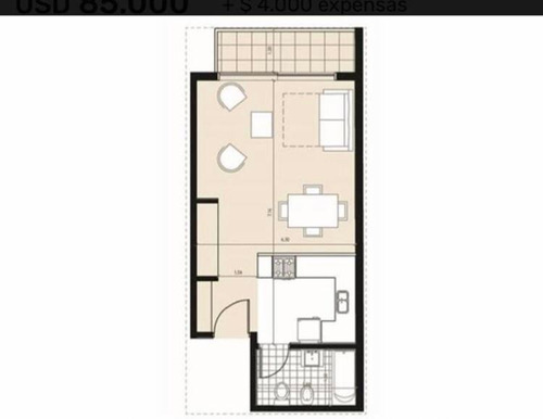 Departamento Monoambiente Almagro