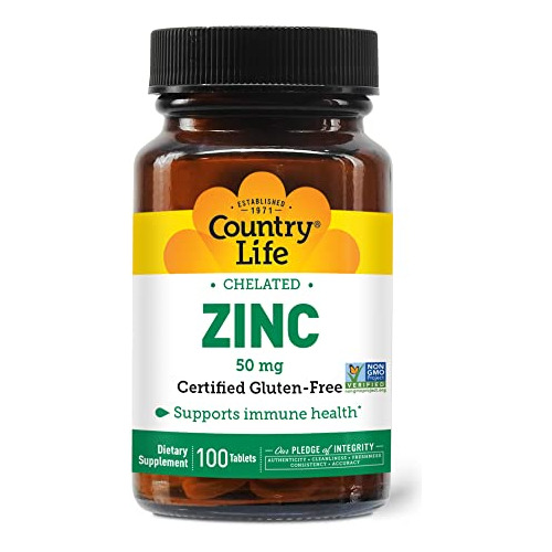 Zinc 50mg, Aminoácido, 100 Tabletas, Sin Gluten, Vegano, No Transg