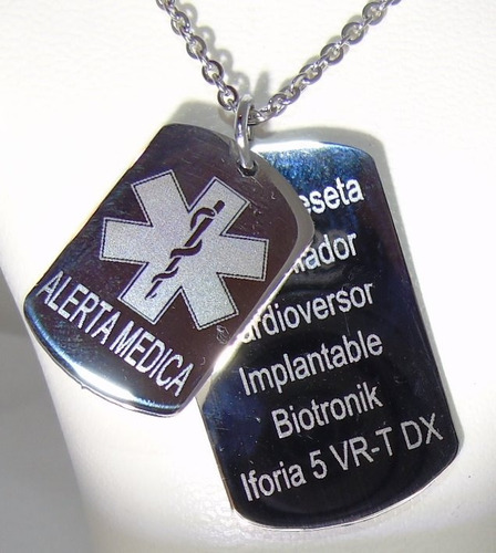 Imagen 3 de 4 de Medalla Acero Alerta Médica Identidad Doble Personalizada