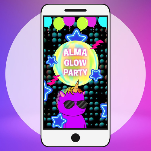 Video Invitación Animada Glow Party (con Foto) Neón Flúor