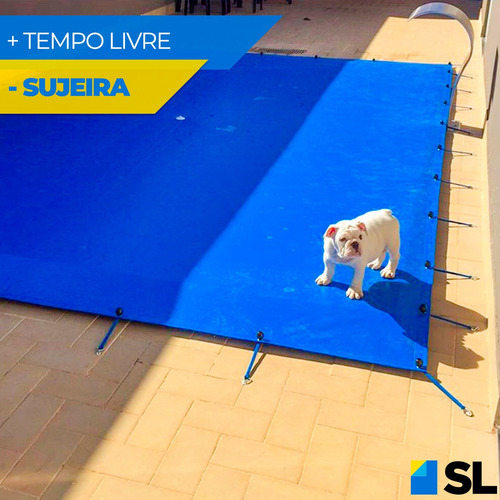 Imagem 3 de 6 de Capa Lona 5x3 Azul Piscina Cobertura Proteção
