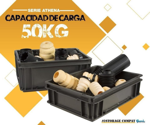 Kit 4 Cajones Plásticos Apilables Athena 4322a 40x30x22cm Ng