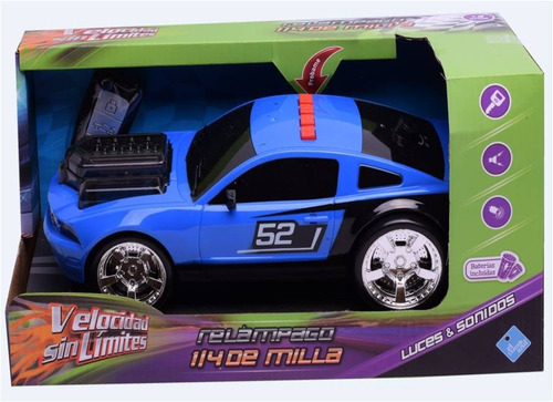 Vehículo Auto Con Luz Y Sonido Relámpago 1/4 De Milla Color Azul Personaje Auto Tipo De Producto Auto De Juguete