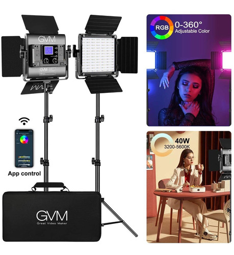 Gvm Rgb Led Video Light, 2pcs Kit De Iluminacion De Video Co