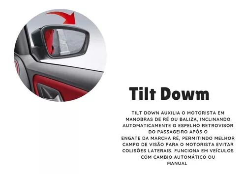 Como funciona o retrovisor com tilt-down?