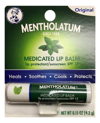 Mentolatum Bálsamo Labial Medicado Spf 15, Original, 0.15 Oz