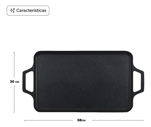 Comal Rectangular De Mármol Con Agarradera De Metal