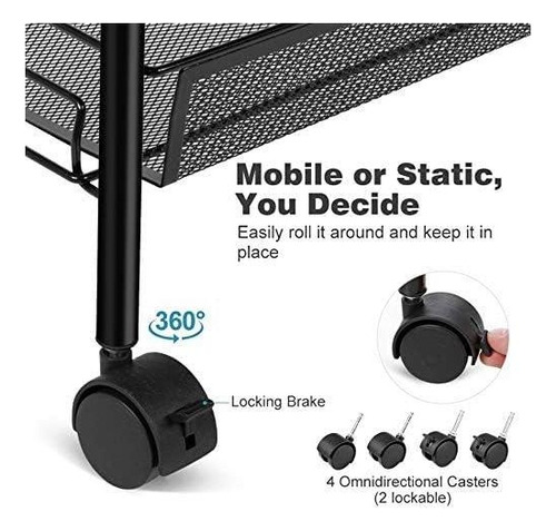 Jane Eyre Rolling Utility Storage Rack Cart En Ruedas, Carro