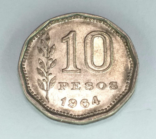 Antigua Moneda 10 Pesos 1964 Republica Argentina (Usado)