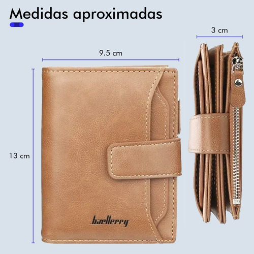 Cartera De Cuero Con Monedero De Cierre Unisex