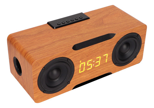 D Reloj Digital De Madera Con Altavoz Bluetooth Inalámbrico