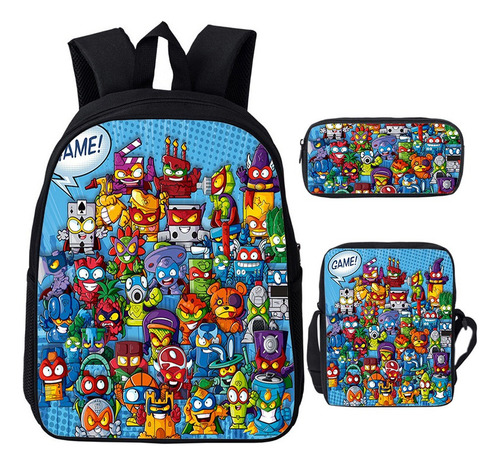 Mochila Con Estampado Game Superzings, 3 Unidades/juego De M