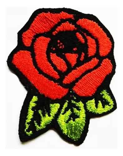 Parche Rosa 3,5cm Pin Up Rockabilly Flor Kawaii Bordado