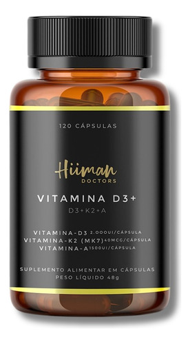 Vitamina D3+k2 -2.000ui 120cápsulas Hüman Doctors Sabor Sem sabor