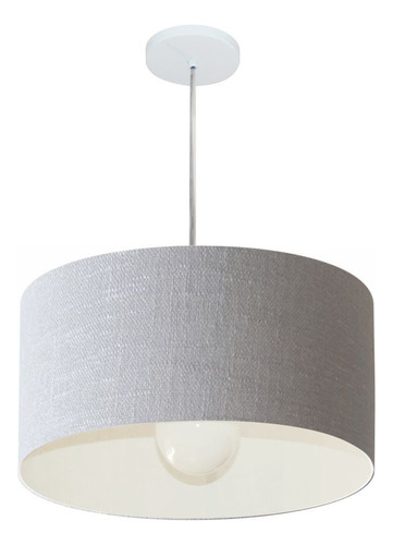 Lustre Pendente Cilíndrico Vivare Md-4203 Cúpula Tec 45x21cm Cor Rustico Cinza 110v/220v