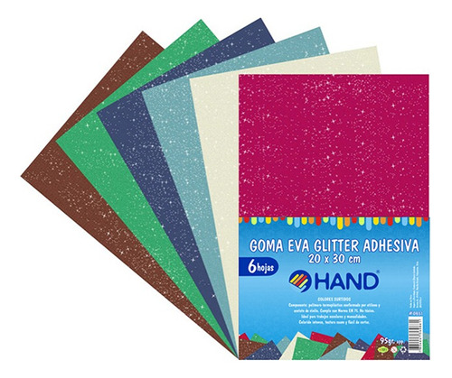 Goma Eva Glitter Adhesiva 20x30cm 6 Colores