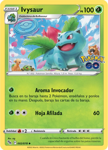 Ivysaur Pokémon Tcg Go Carta Original 