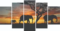 Comprar Quadros Decorativos Mosaico Elefantes Por Do Sol África Sala